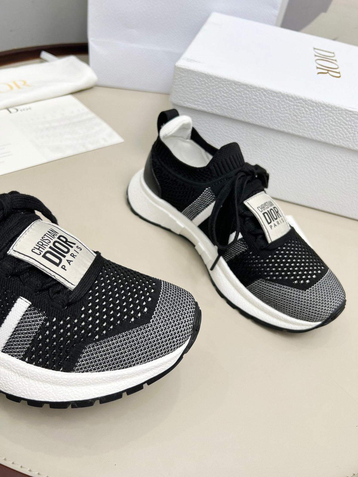 Dior Knit Lace-Up Sneakers — back