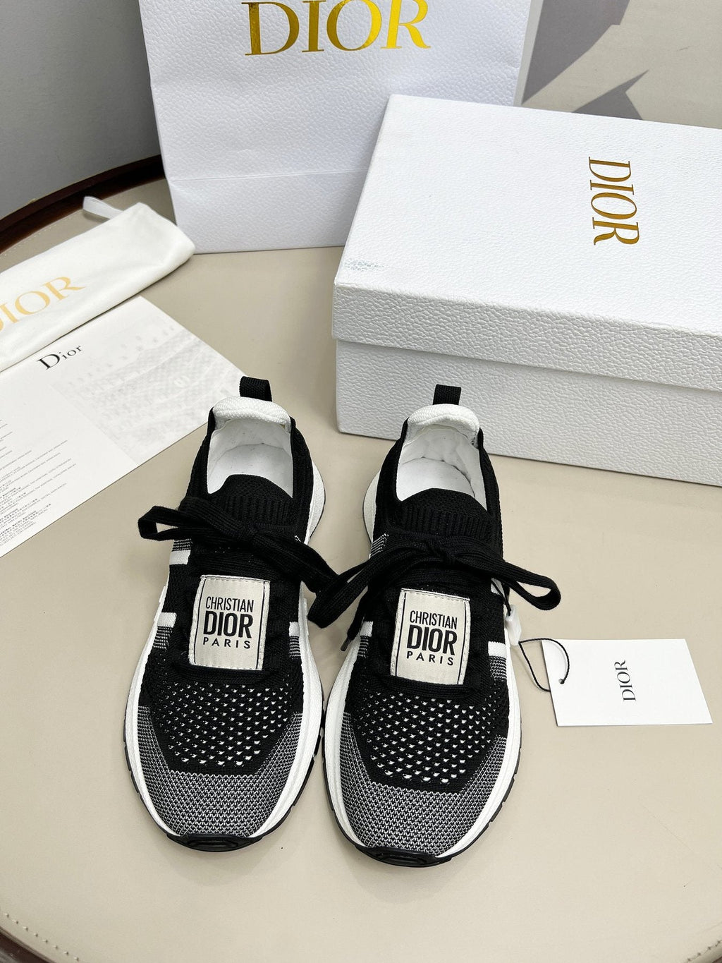 Dior Knit Lace-Up Sneakers — side