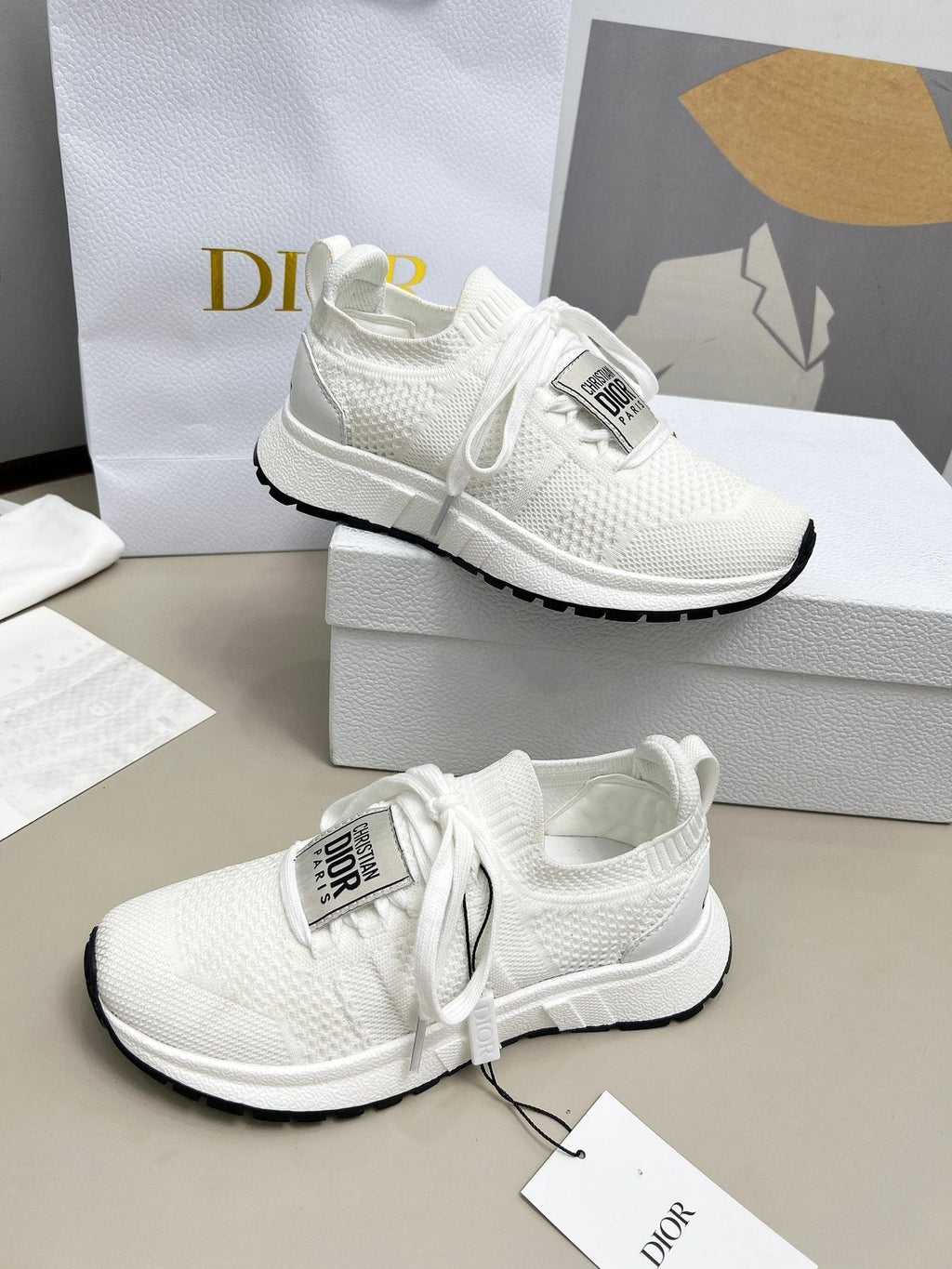 Dior Knit Lace-Up Sneakers — side