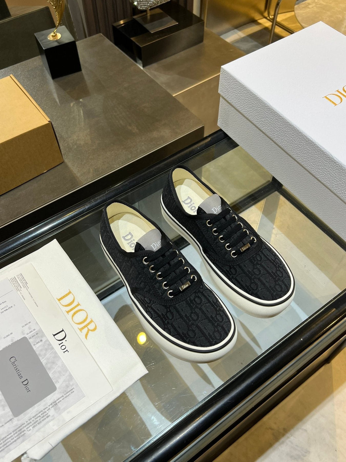 Dior Embroidered Floral Low-Top Sneakers — front