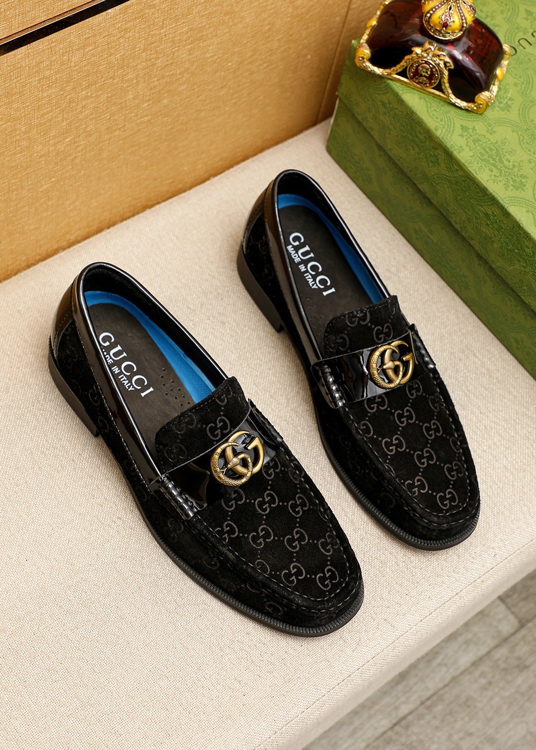 GUCCI Monogram Logo-Hardware Loafers — hero