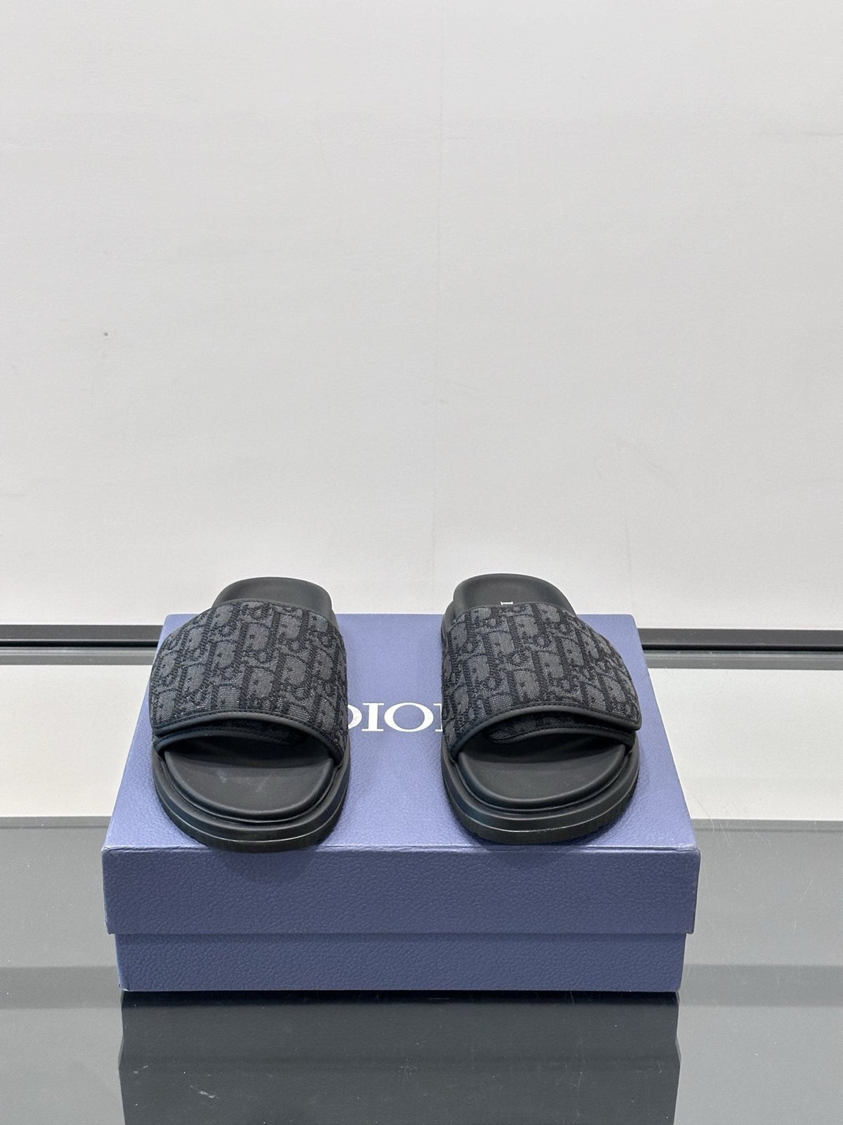Dior Patterned Strap Slide Sandals — front