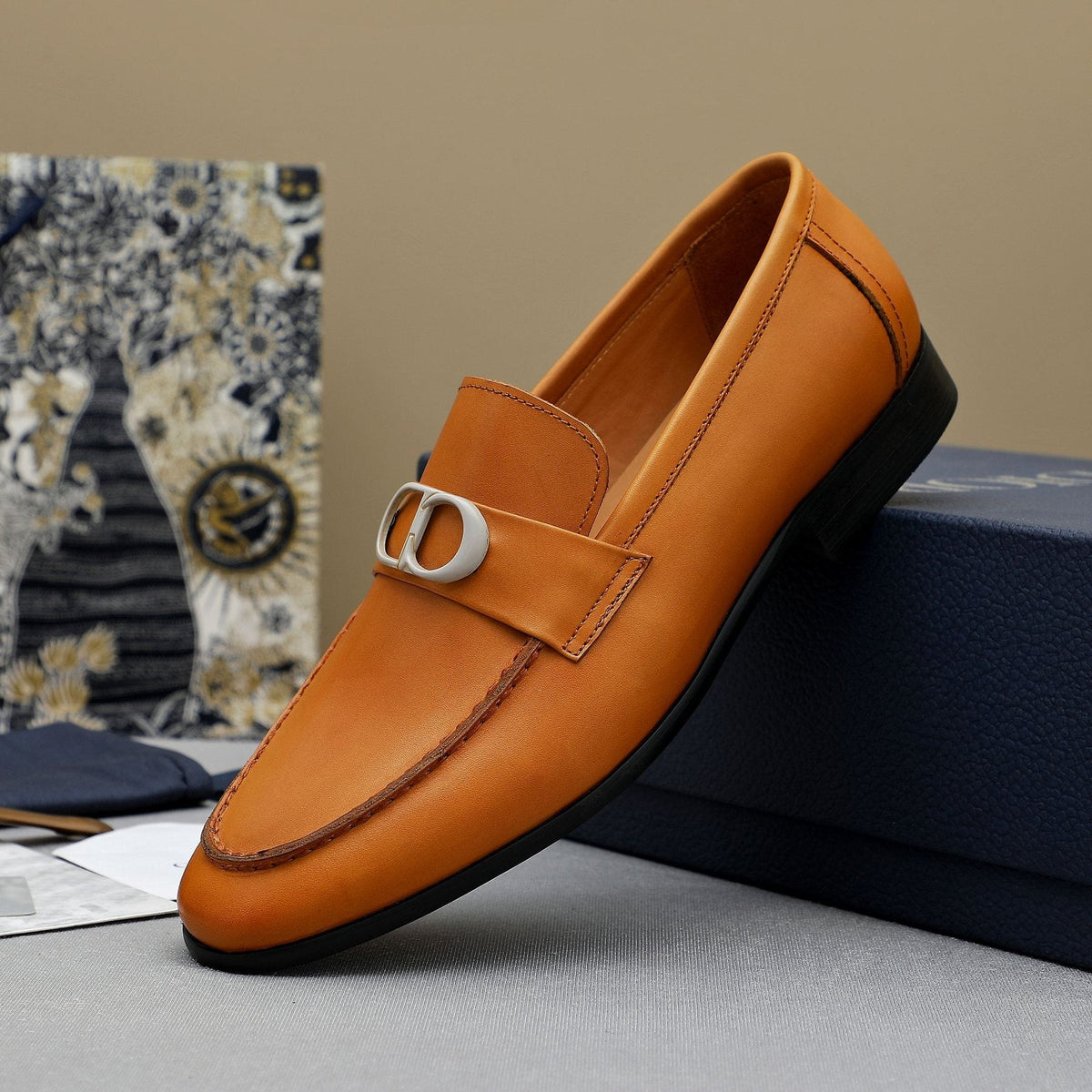 Dior Double-Ring Buckle Loafers — detail
