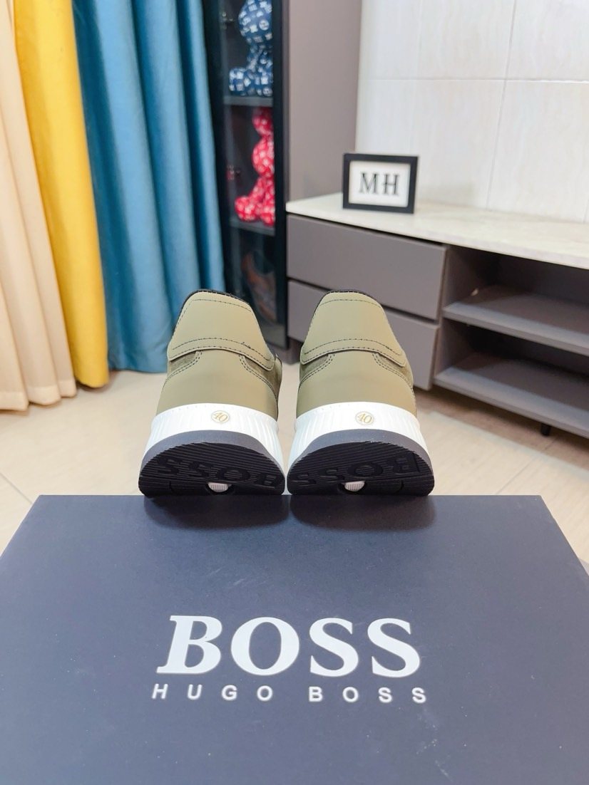 BOSS Olive Green Low-Top Sneakers — back