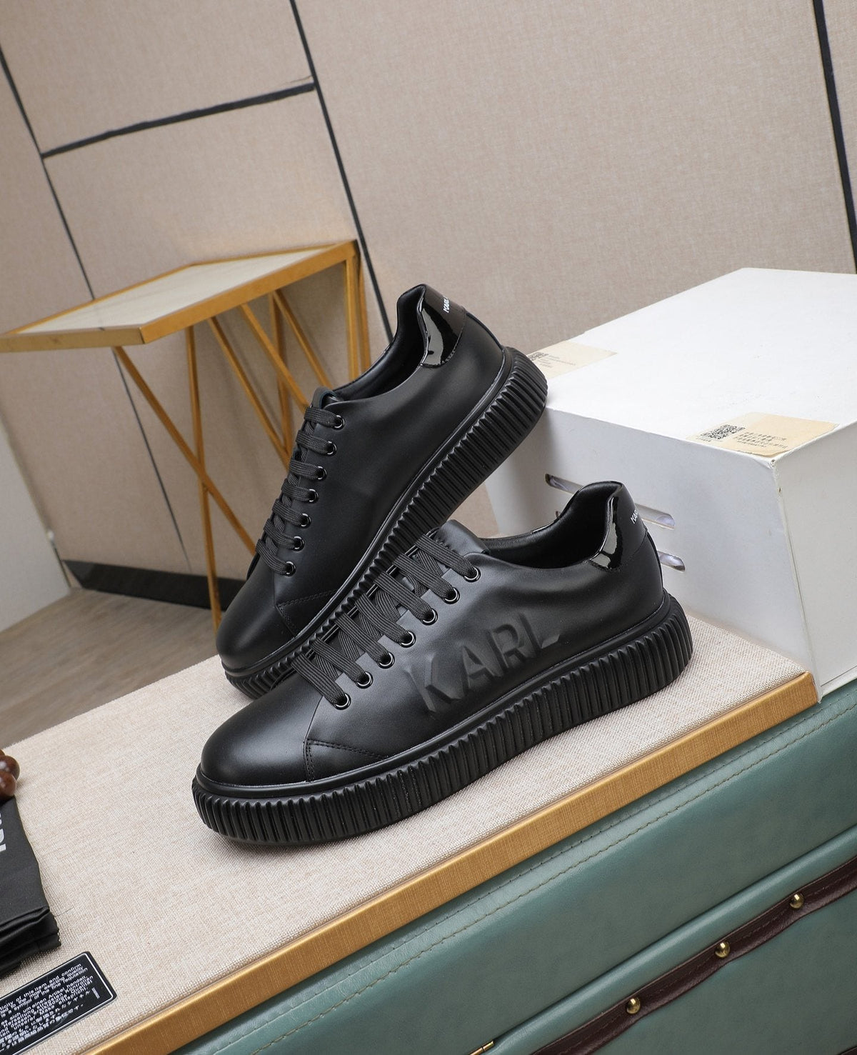 Karl Lagerfeld Embossed Logo Low-Top Sneakers — side