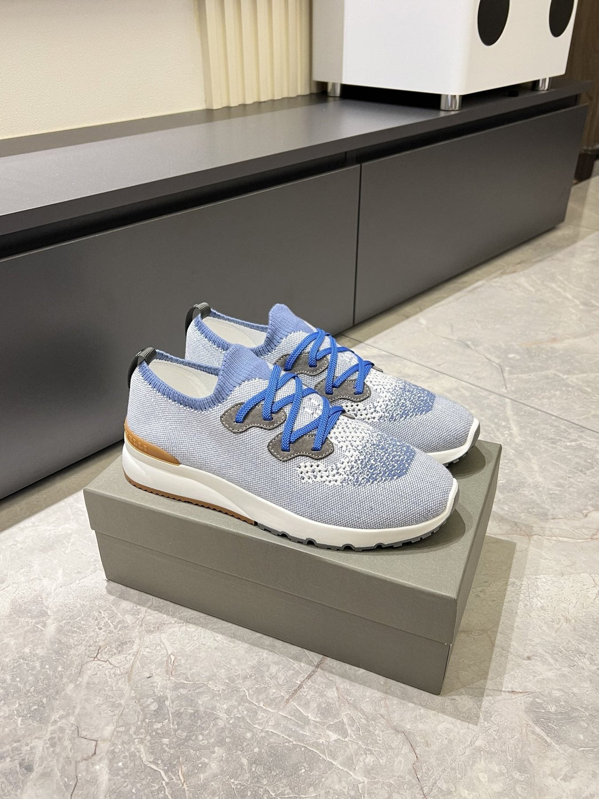 Brunello Cucinelli Color-Block Knit Sneakers — side