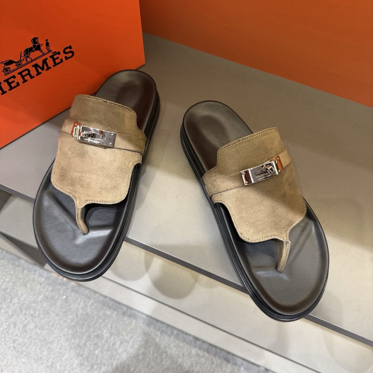 Hermès Metal-Hardware Thong Sandals — front