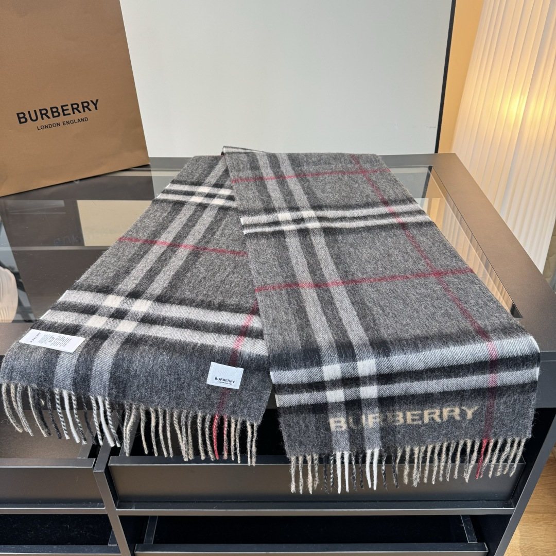 Burberry Fringed Plaid Scarf — front