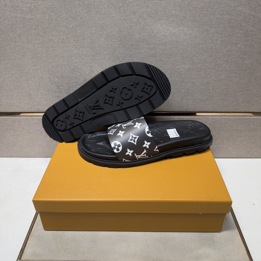 Louis Vuitton Pastel Multicolor Strap Slide Sandals — side
