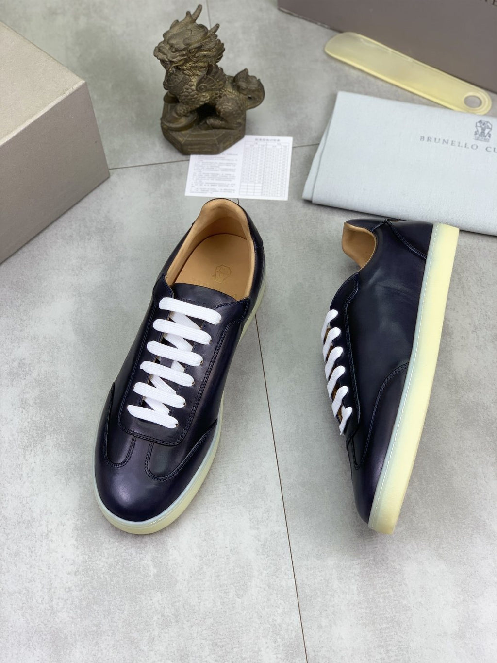微商相册测试鞋子-Brunello Cucinelli Leather Low-Top Sneakers — front