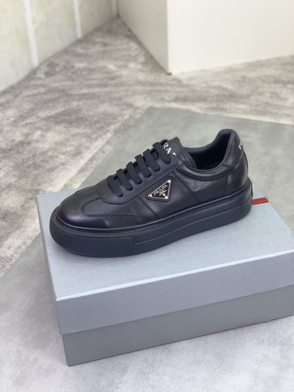 Prada Triangle Panel Low-Top Sneakers — front