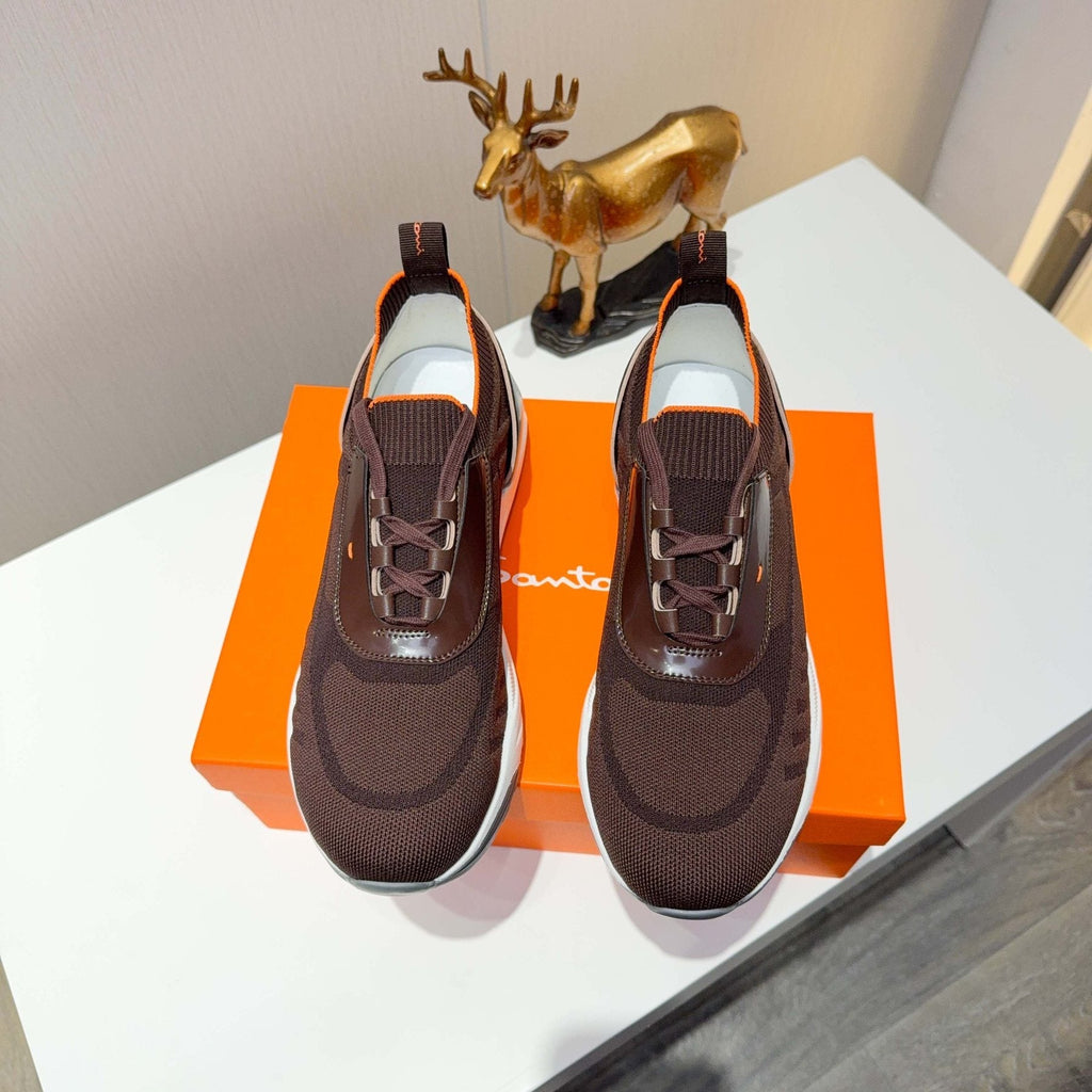 Santoni Men's Knit Lace-Up Sneakers — back