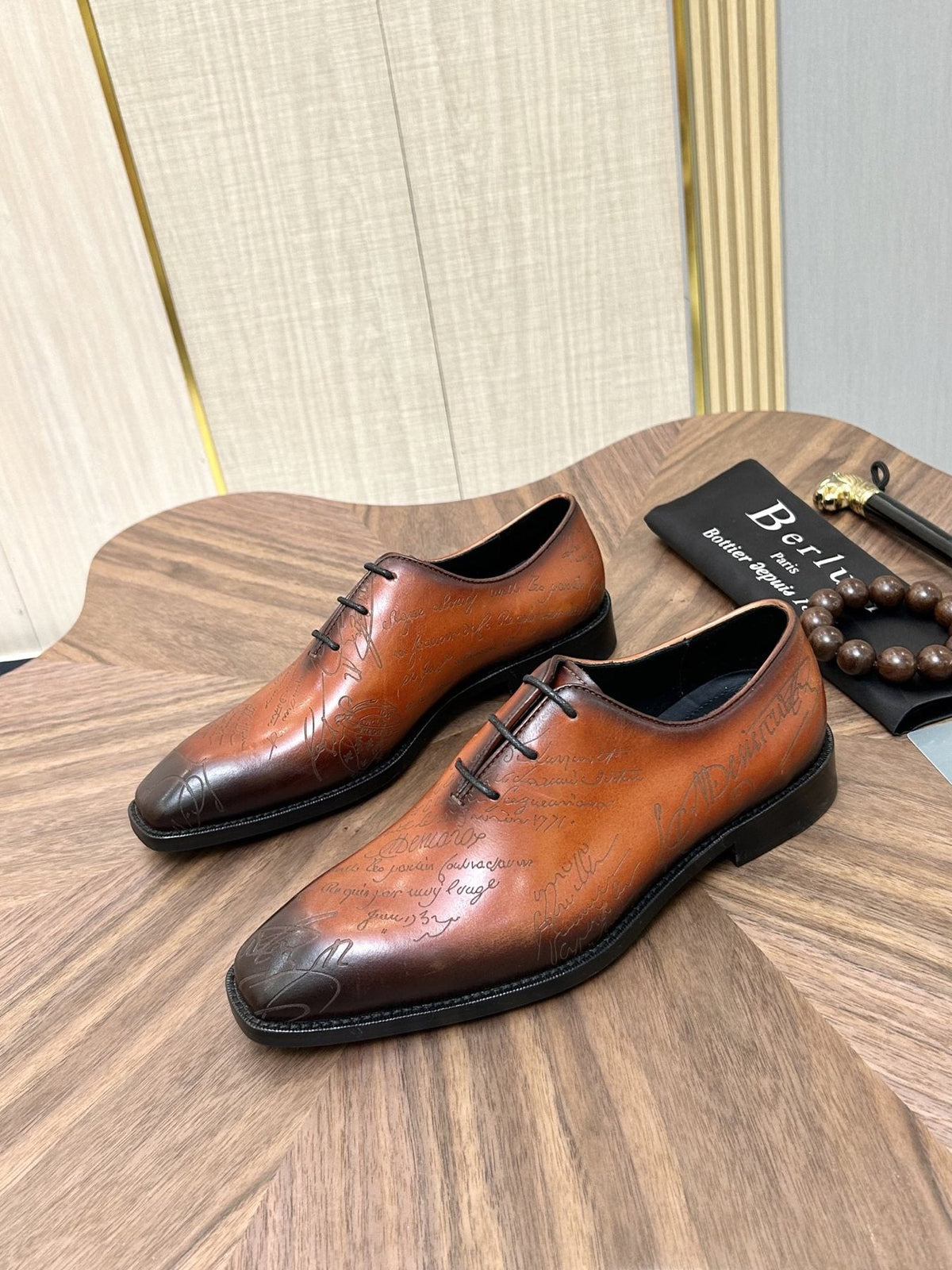 Berluti Burnished Lace-Up Dress Shoes — front