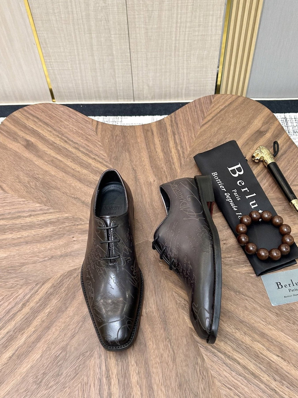 Berluti Burnished Lace-Up Dress Shoes — front