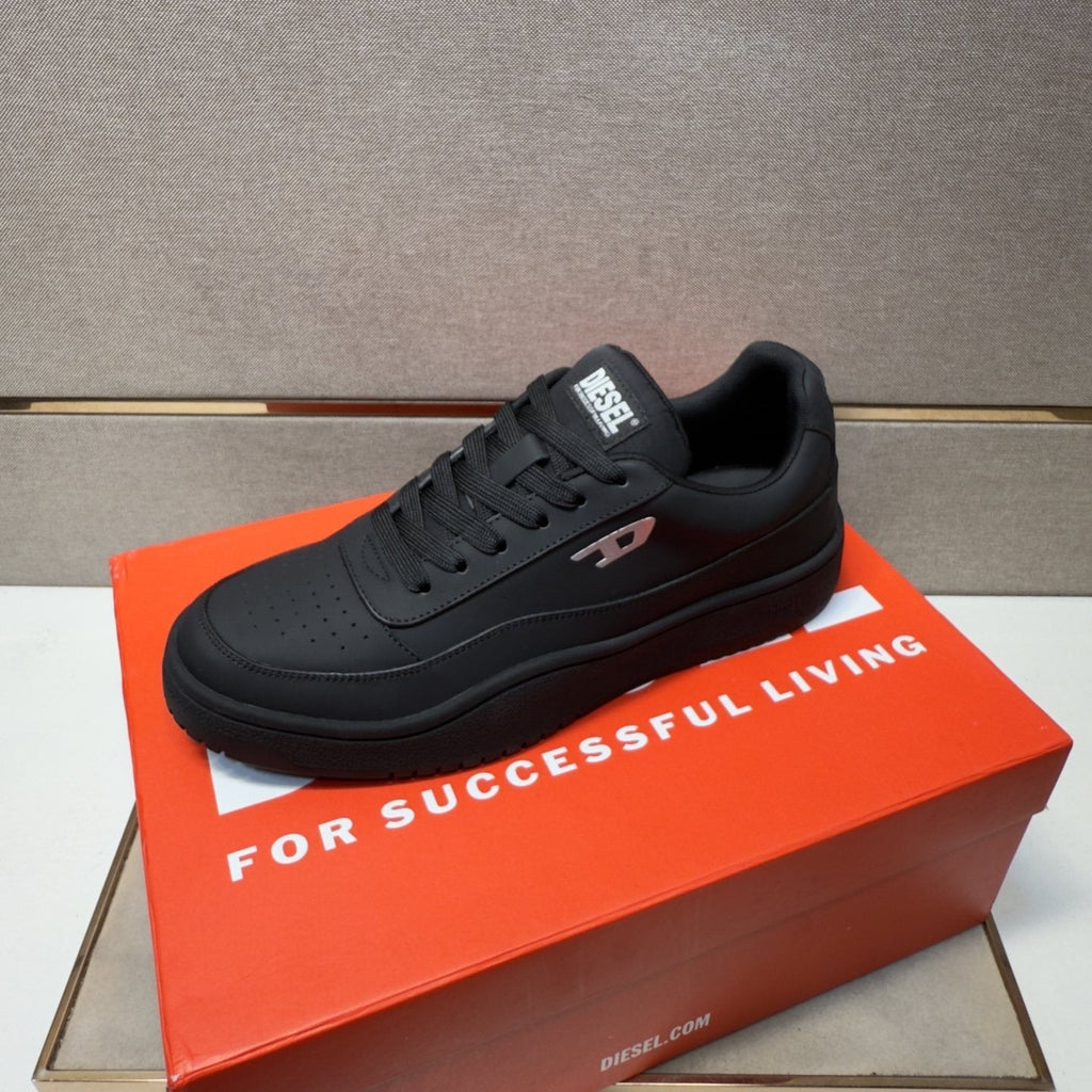 Diesel White Perforated Low-Top Sneakers — side