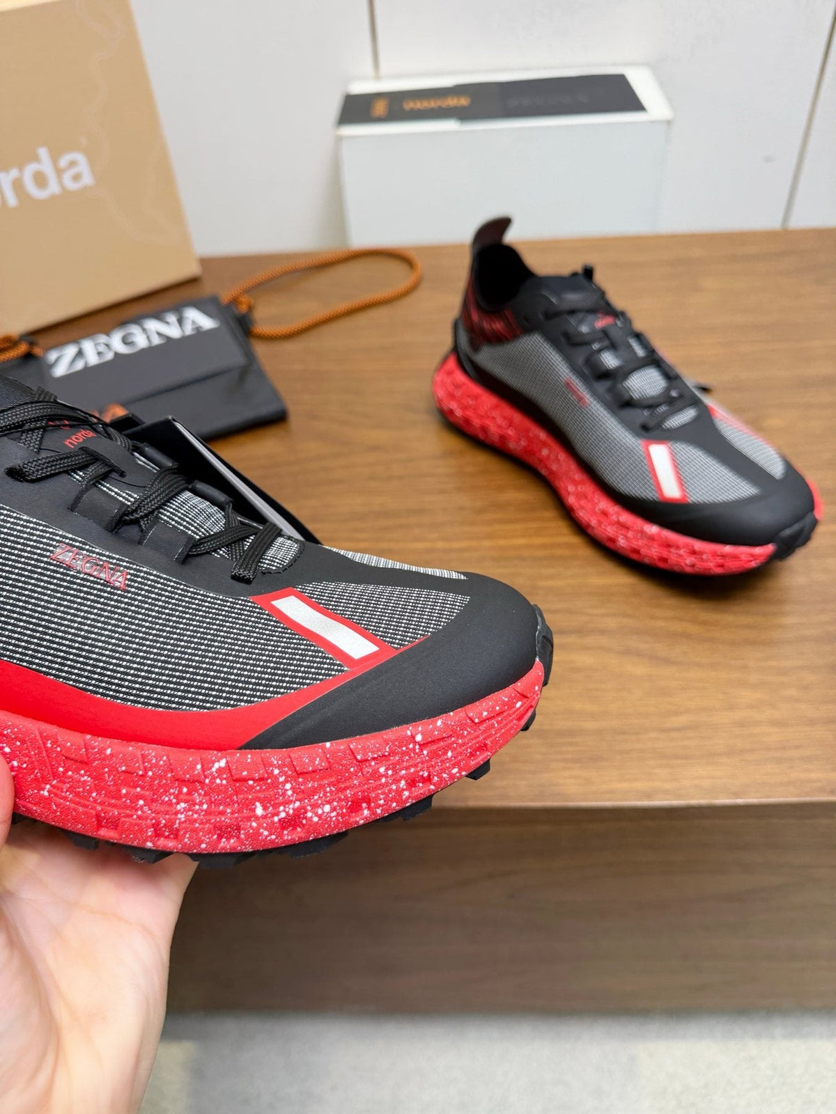 Black Contrast Lace-Up Athletic Shoes — side