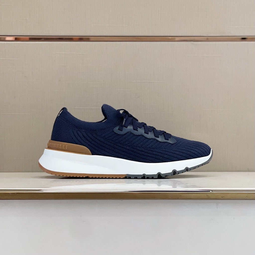 Brunello Cucinelli Knit Lace-Up Sneakers — side