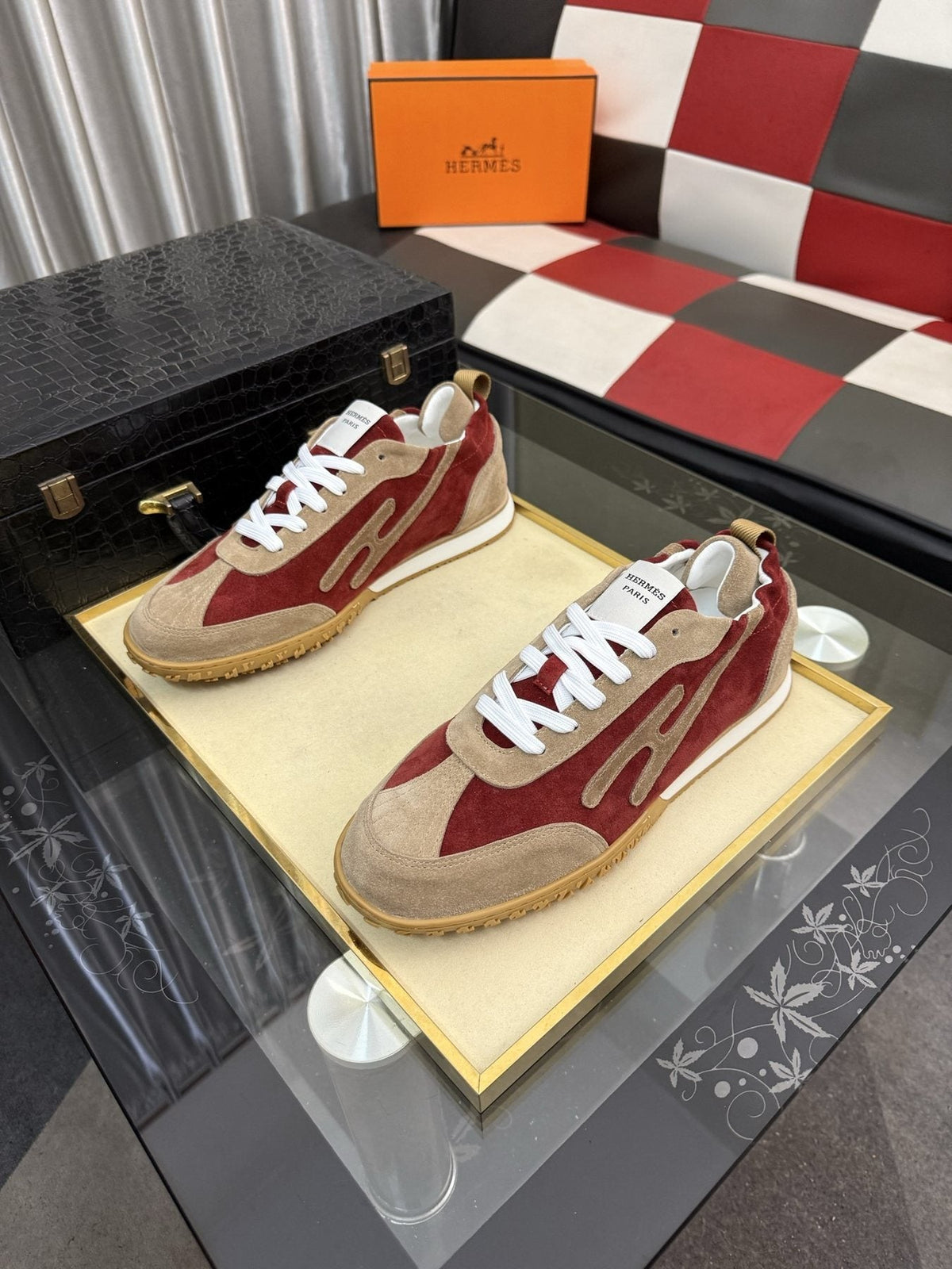 Hermès Layered Panel Low-Top Sneakers — front