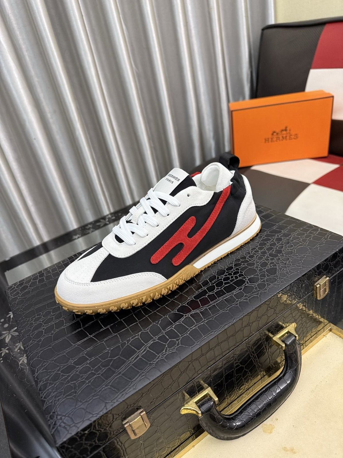 Hermès Layered Panel Low-Top Sneakers — front