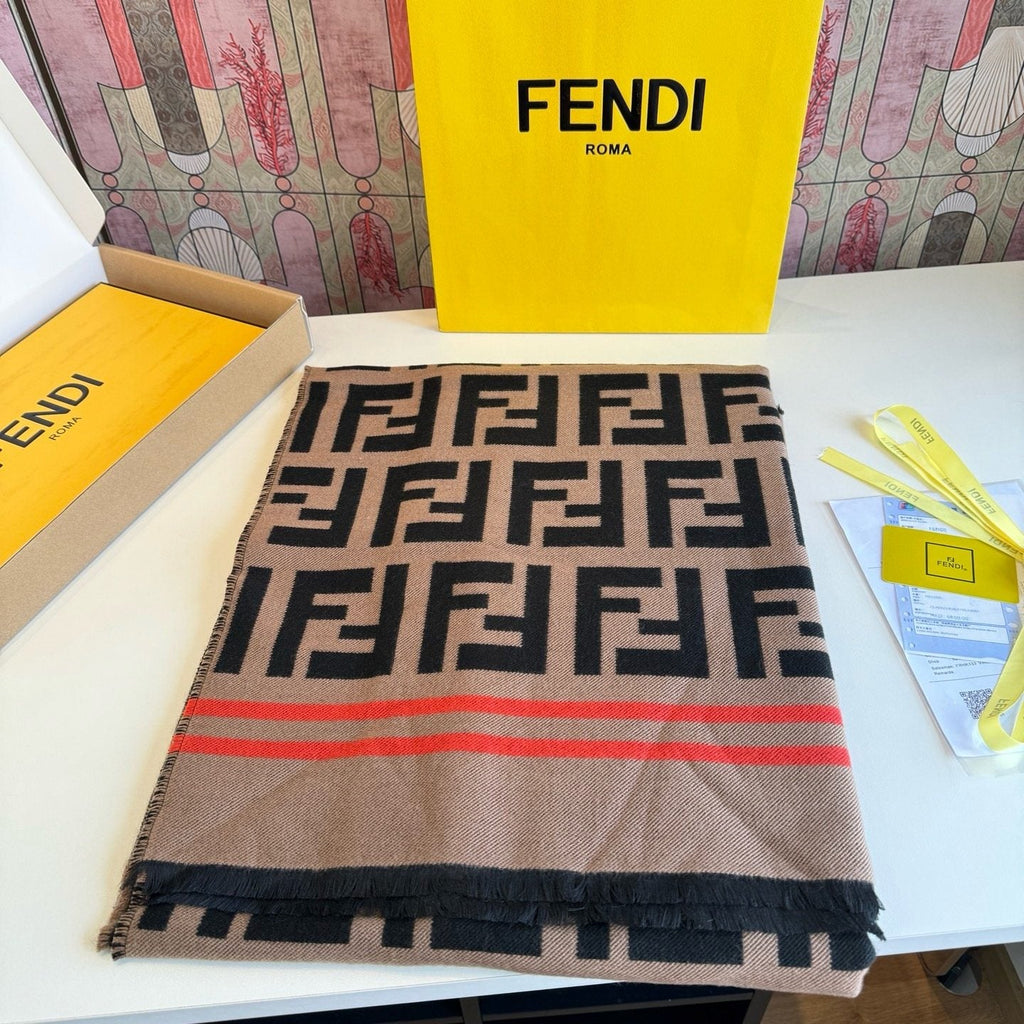 Fendi Fringed Geometric Shawl — front