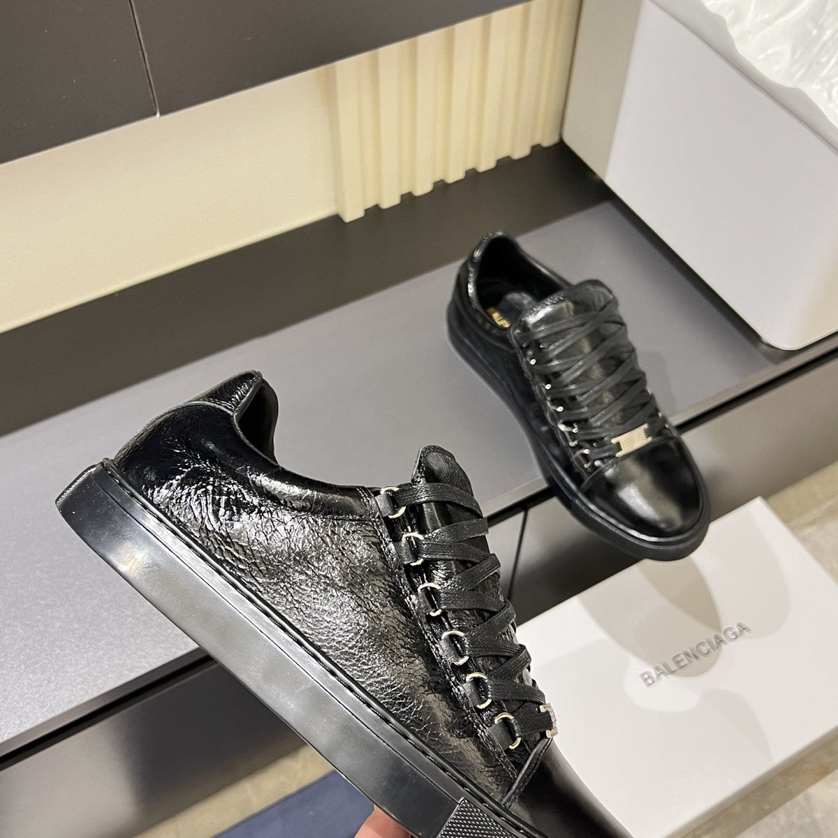 Balenciaga Metal-Bar Low-Top Sneakers — side
