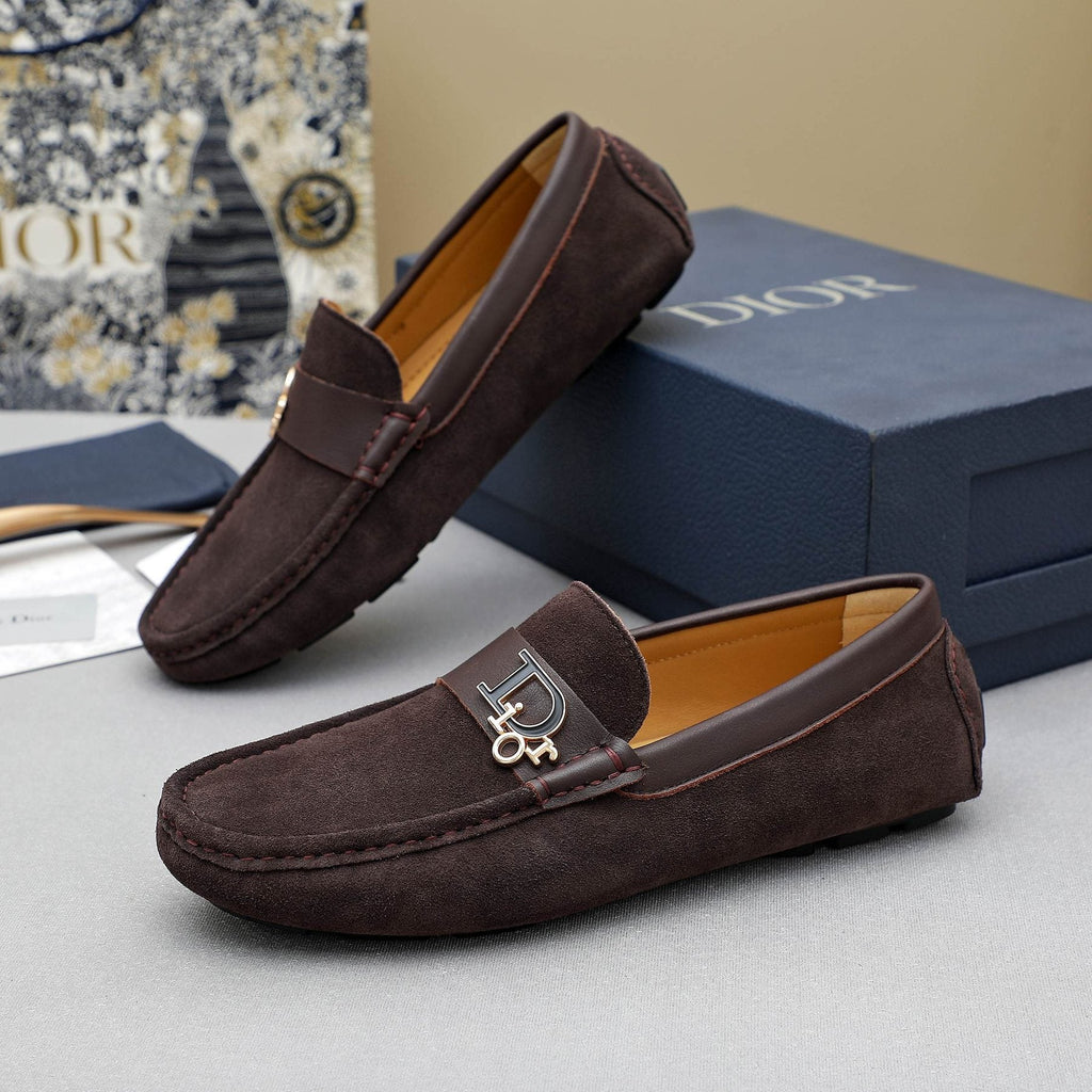 Dior Blue Metal Hardware Loafers — side