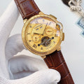 CARTIER Gold Brown Leather Strap Watch — hero