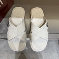 Gucci White Cross-Strap Slide Sandals — hero