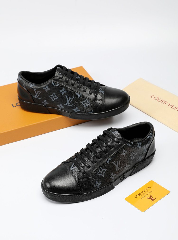 Louis Vuitton Black Monogram Panel Sneakers — side