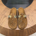 Burberry Brown Plaid Buckle Mule Slippers — hero