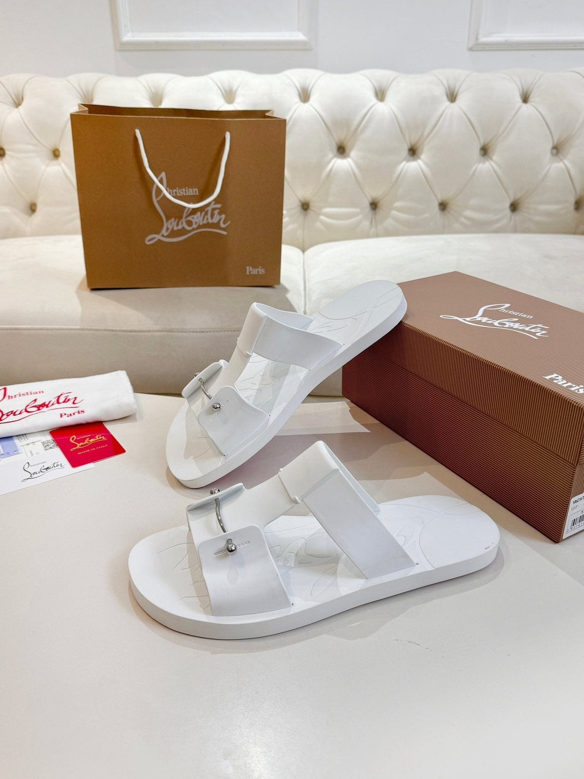 Christian Louboutin Buckle-Strap Slide Sandals — side