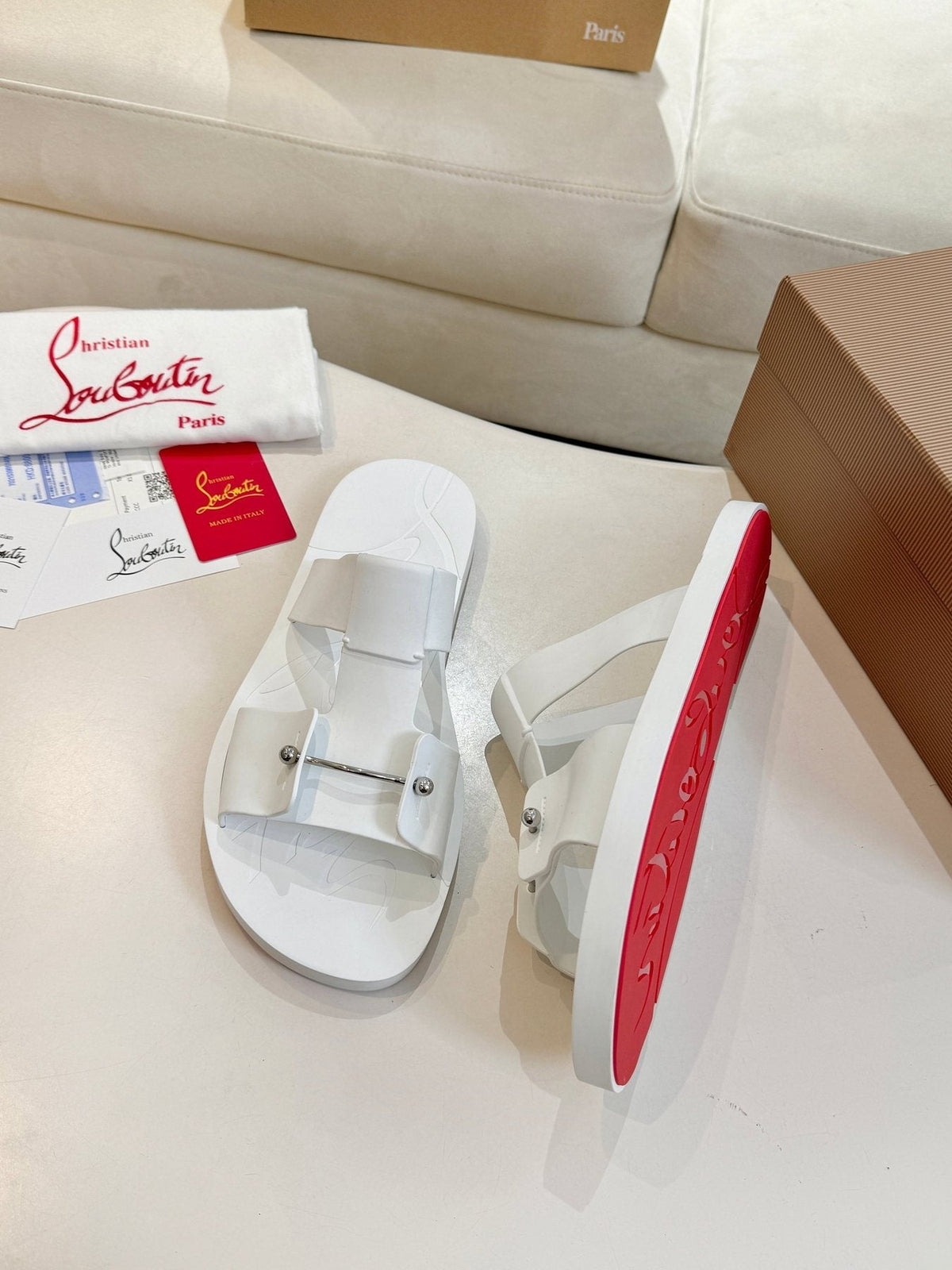 Christian Louboutin Buckle-Strap Slide Sandals — side