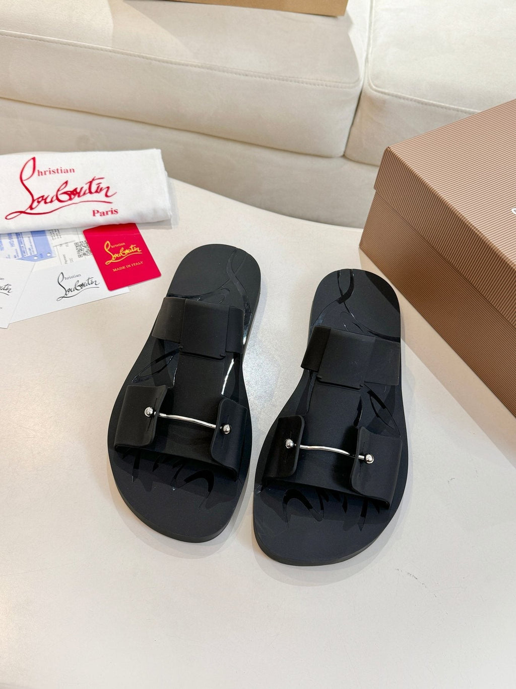 Christian Louboutin Buckle-Strap Slide Sandals — detail