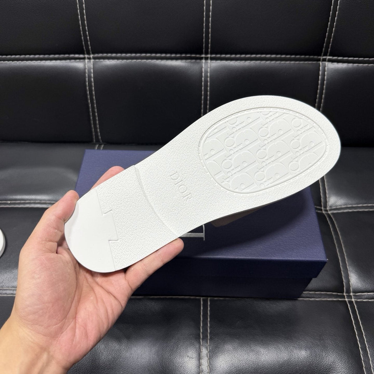 Dior Emblem Strap Slide Sandals — side