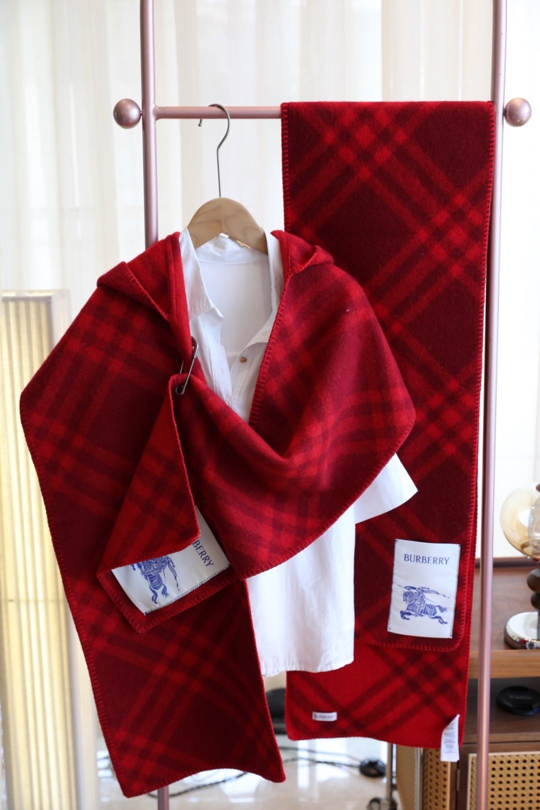 Burberry Plaid Hooded Scarf — front