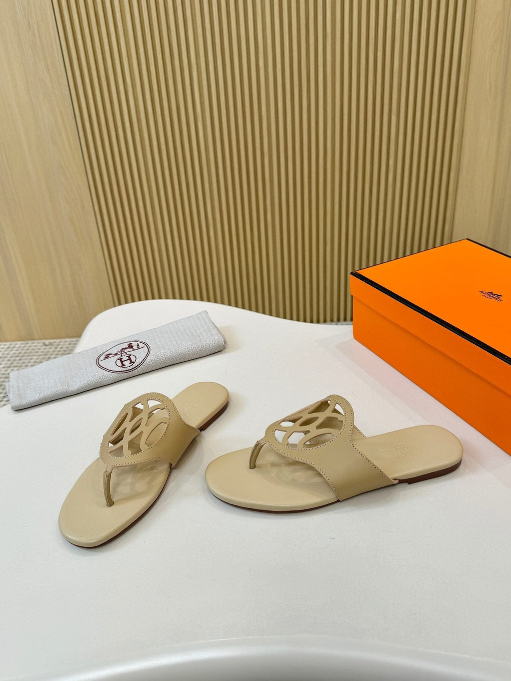Hermès Cutout Strap Slide Sandals — front
